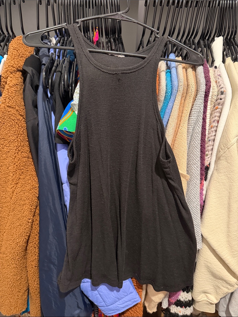 Free People looser fit ribbed tank in black size small
